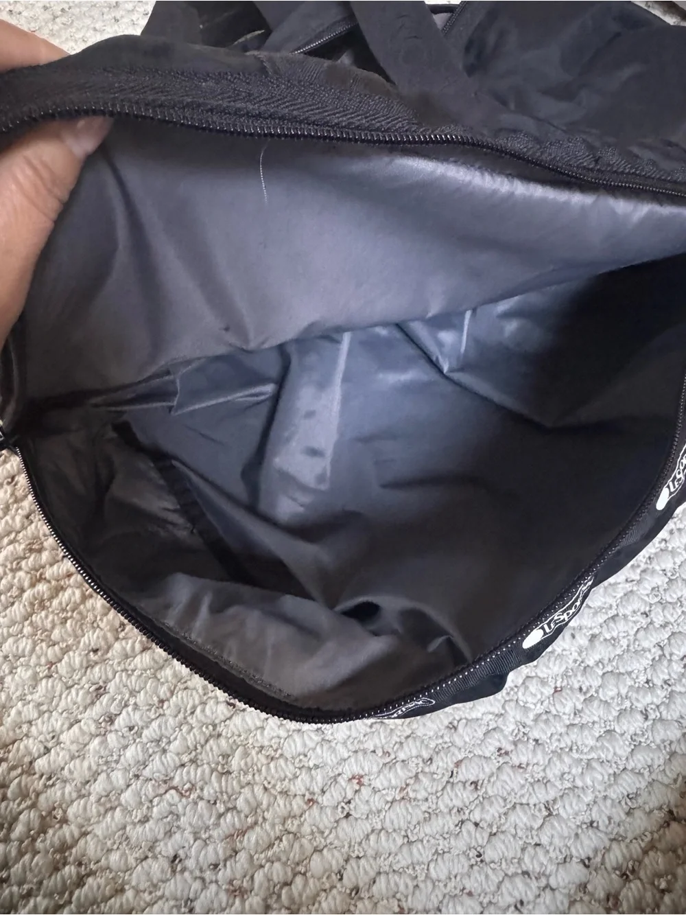 Lesportsac Black Nylon Shoulder Tote with Logo Accents Weekender Carryall 0160